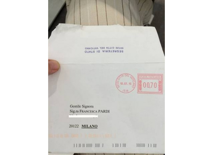 La lettera ricevuta da Francesca Pardi La lettera ricevuta da Francesca Pardi